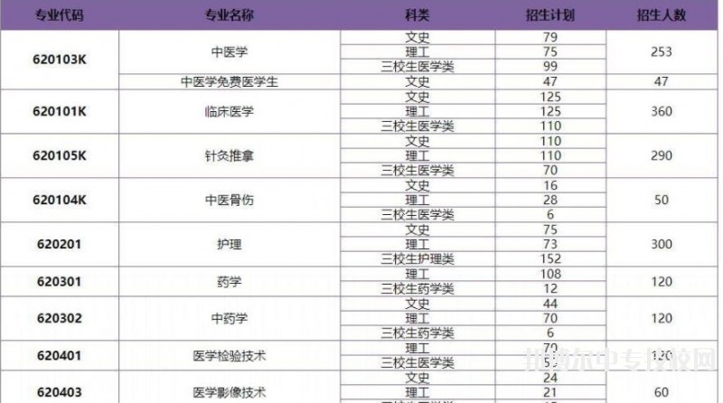 保山中醫(yī)藥高等專科學(xué)校2018年普通專科招生專業(yè)及計劃人數(shù)